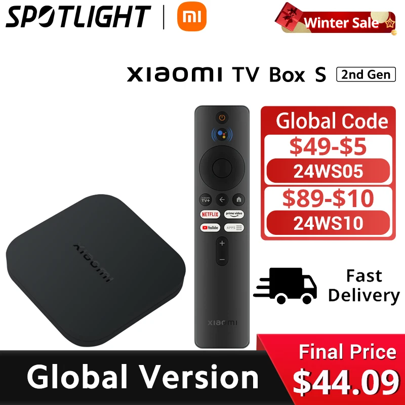 

Fast Delivery Global Version Xiaomi Mi TV Box S (2nd Gen) 4K Ultra HD 2GB 8GB Google TV WiFi BT 5.2 Dolby Vision Media Player