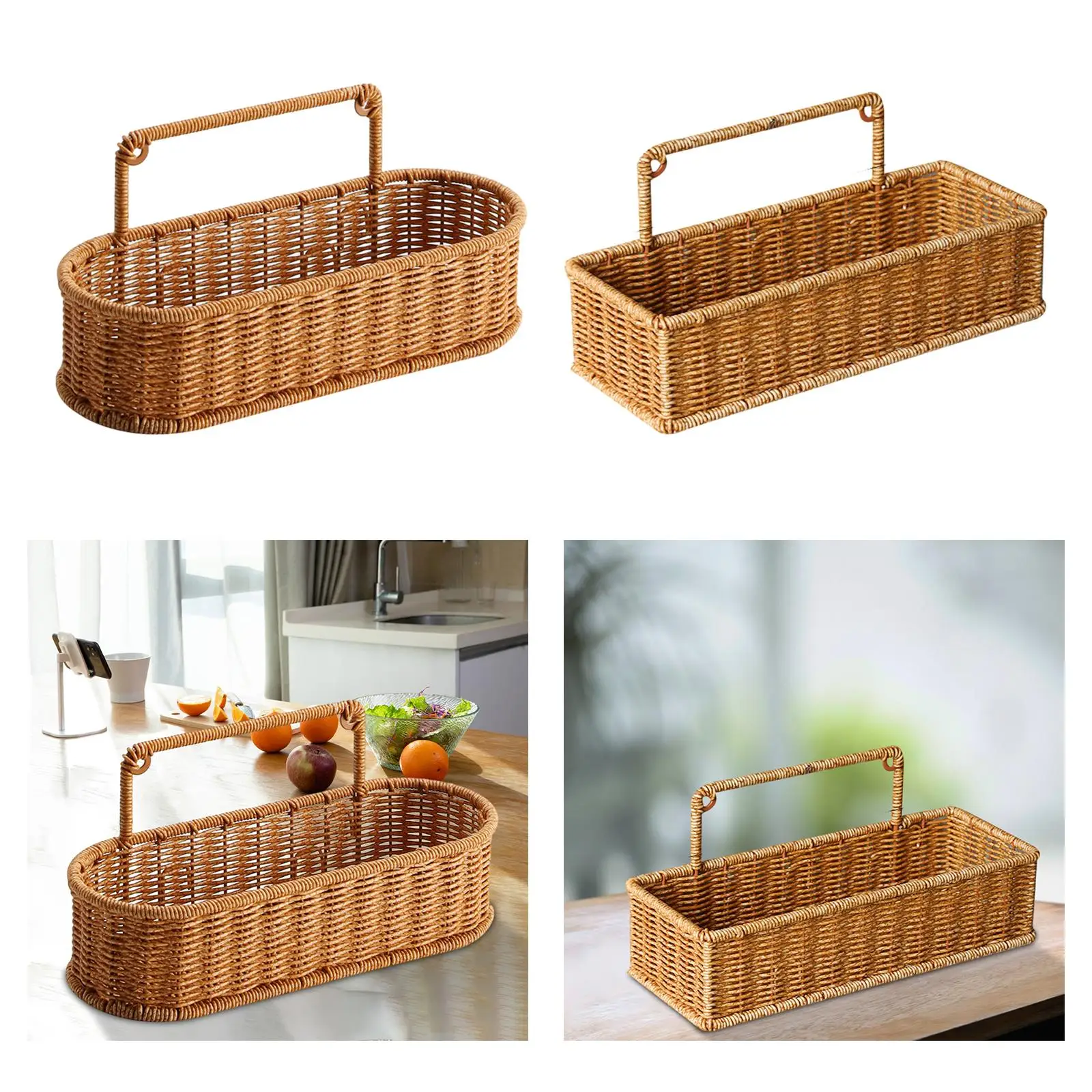 Weaving Wall Hanging Basket Decorative Basket Container No Perforating Fruit Sundries Organizer for Living Room 3