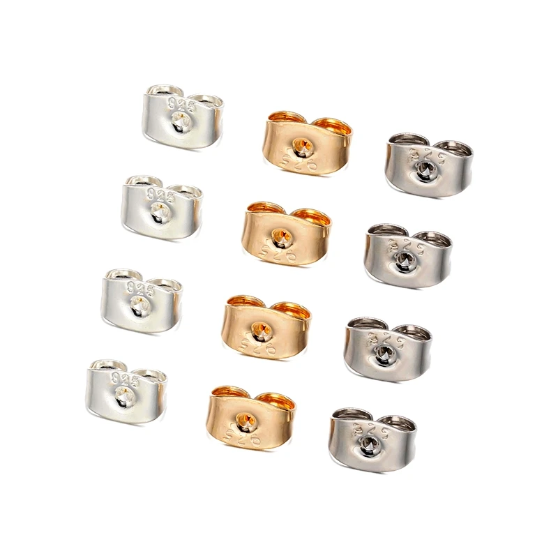 50 stücke 5x7mm 925 sterling versilbert ohrring rücken ersatz sichere verriegelung für diy stecker ohr mutter pfosten schmuck herstellung