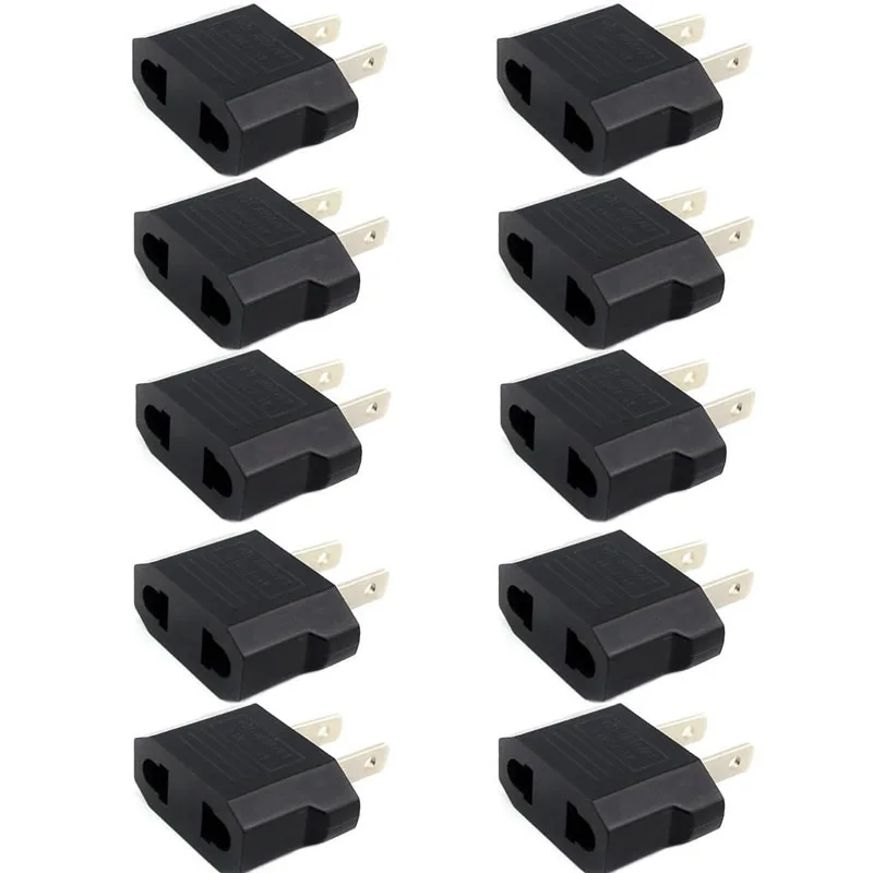 10-Pack Universal Black Travel Power Plug Adapter Converters