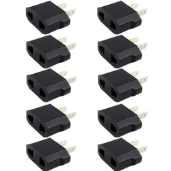 10 - Pack Universal Black Travel Power Plug Adapter Converters (US Plug)