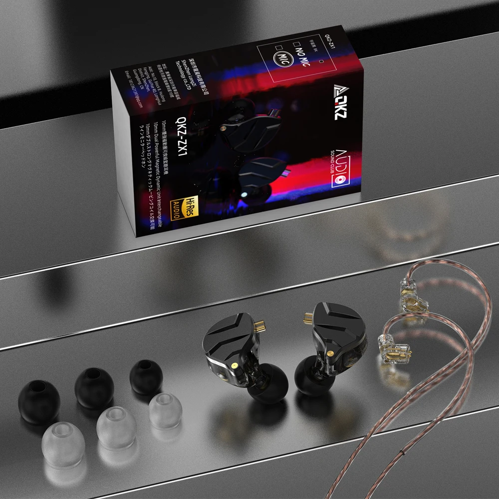 Qkz Zx1 Hifi In Ear Auricolari Monitor Dinamico Auricolari Cablati Bass Stereo Earplug Cuffie Con Cancellazione Del Rumore Auricolari Rimovibili