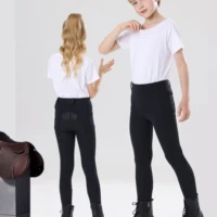 Spring and Autumn Thickened Children's Equestrian Pants Elastic Full Silicone Horse Riding Pants Brushed Base Skin-friendly Soft 1