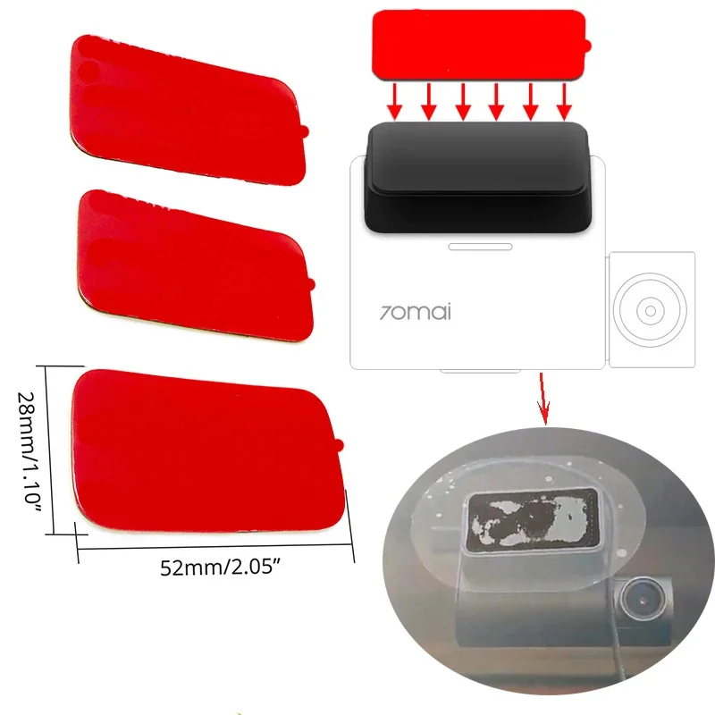 Description Picture 3 of itemFor 70mai Dash Cam Pro  Dash Cam heat resistant adhesive and Static Stickers, for 70mai Pro  DVR heat resistant adhesiv 3pcs
