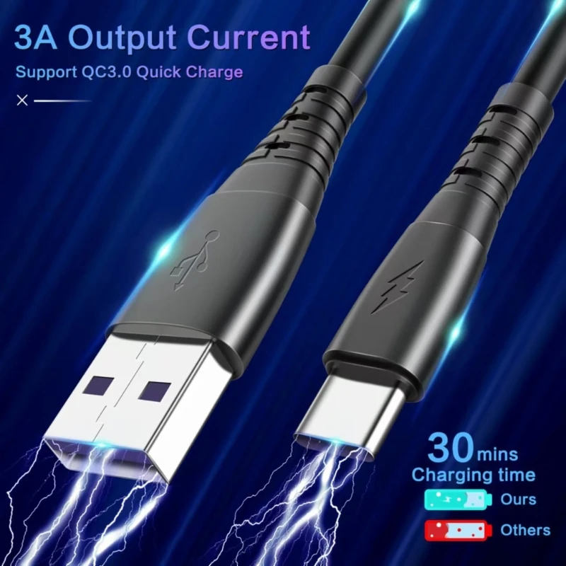 코일 USB 충전기 케이블 고속 충전 유형 코드 접이식 라인 480M QC3.0 96BA