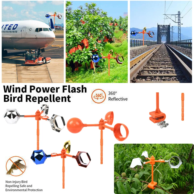 Description Picture 6 of itemWind Power Rotary Bird Repeller ABS Reflective Bird Repeller Outdoor Farm Orchard Yard Pigeon Bird Repeller Gardening Supplies