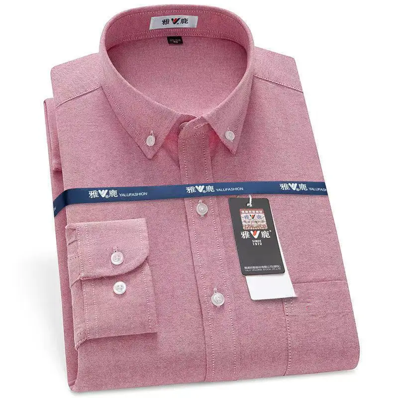 2024 New Men Oxford Spinning Long Sleeved Shirt Casual Business Middle Youth High Quality Classic Multi Color Top Striped Shirt