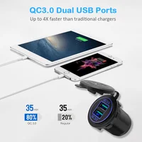 36W QC3.0 USB Socket Panel Waterproof Quick Charge Dual USB Socket Cigarette Lighter Adapter for Car Boat RV Motorcycle 2