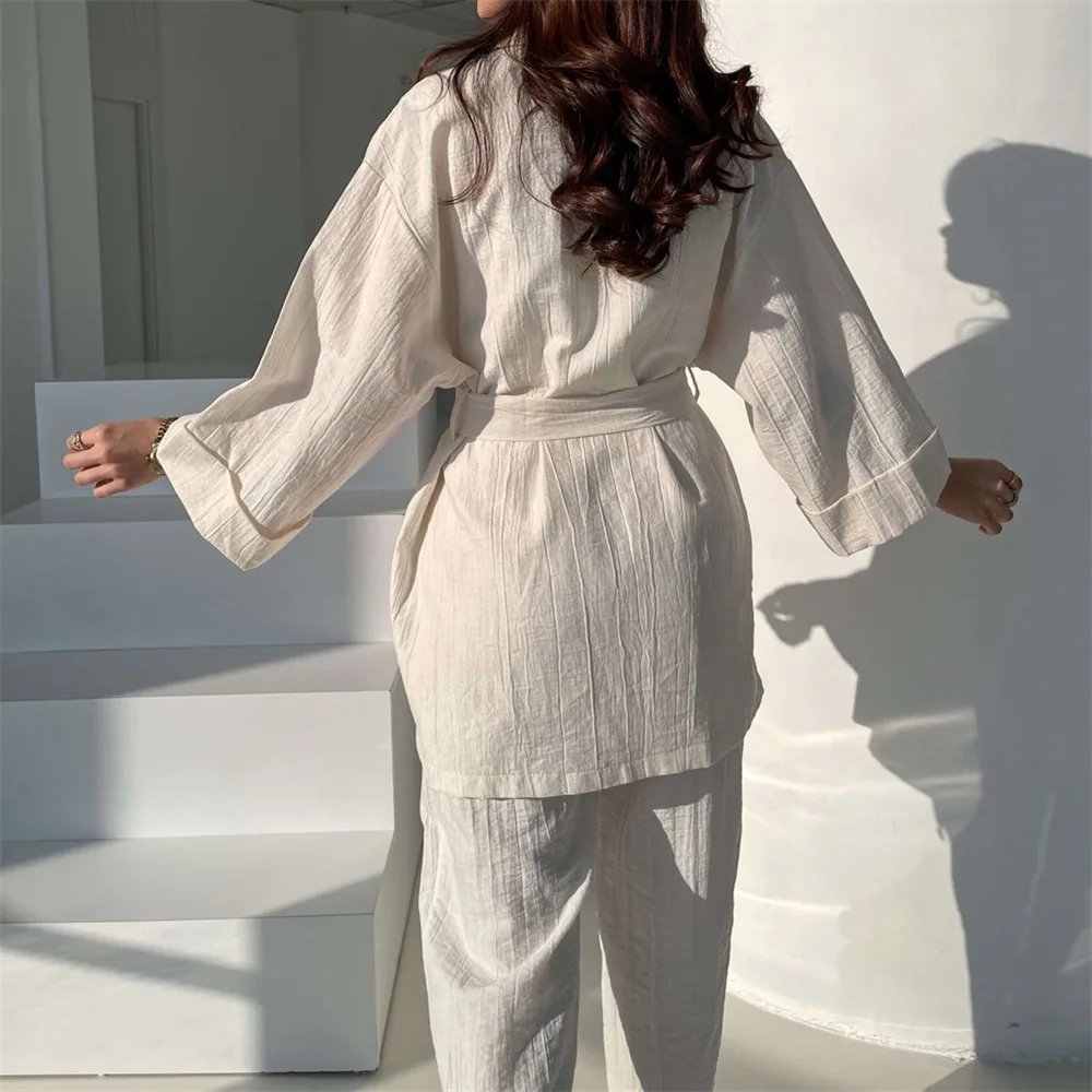 Chic Long Cardigan Top Women Clothing Spring Summer Long Sleeve Solid Shirts Office Lady Fashion Elegant Two Pieces Pants Sets
