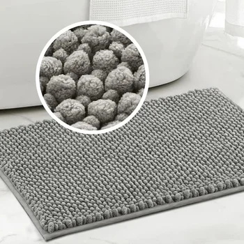 Tapis de salle de bain doux antidérapant en microfibre Super peluche, tapis de salle de bain en chenille lavable en machine absorbant l'eau, séchage rapide plus 1