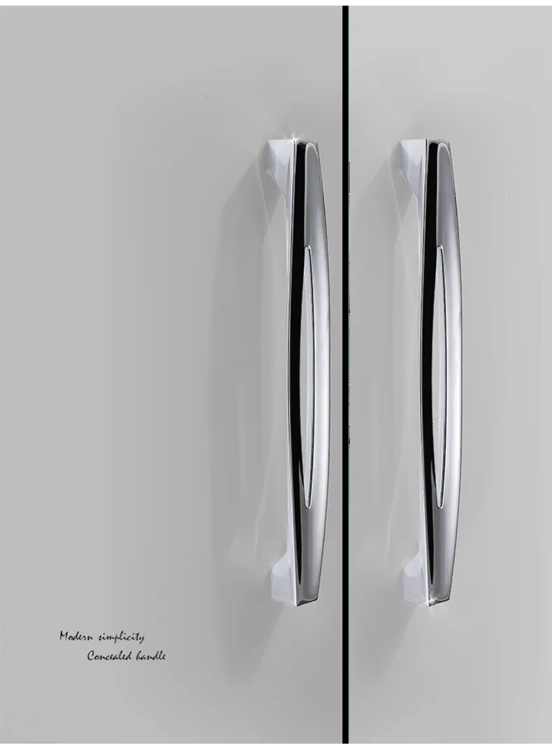 Description Picture 3 of itemModern Cabinet Handles Knobs Zinc Alloy Door Kitchen Knobs Bright Chrome Cabinet Pulls Drawer Furniture Handle Hardware