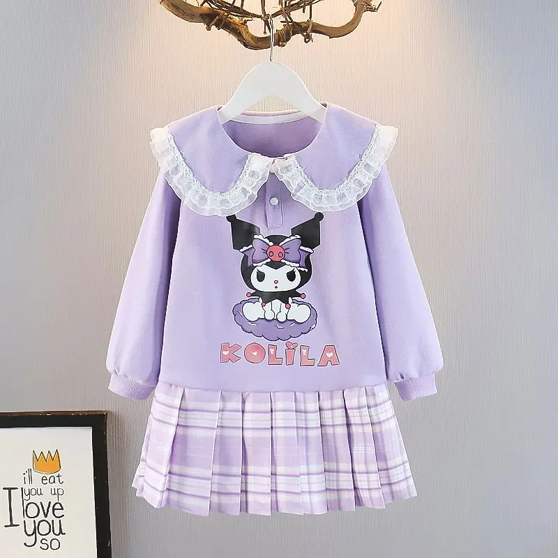 

Детский свитер Sanrio Kuromi Jk, короткая юбка, летнее уличное платье с аниме Мой мелодией, милое тонкое платье принцессы с мультяшным принтом, подарок для девочки
