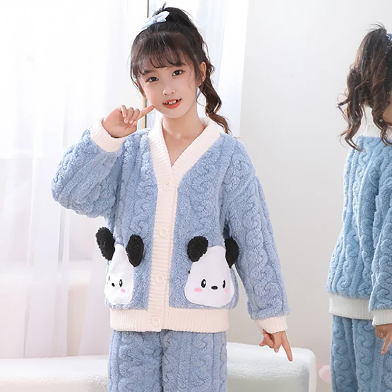 Sanrio Cinnamoroll Heat Pajamas for Children Home Clothing Stitch Girl Child Girl Kids Winter & Robe Sleepwear Children's Mother