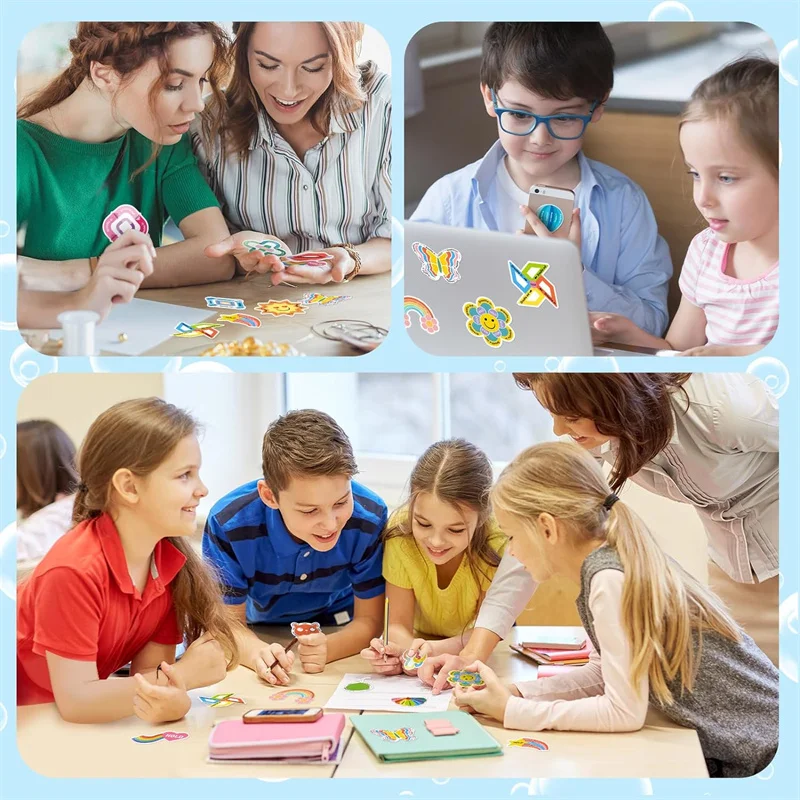 5-20pcs Stress Alleviation Student Anxiety Sensory Sticker Calm Strip Texture Adult Fingertip Sticker For Boys Girls Relief Toys cartoon stickers