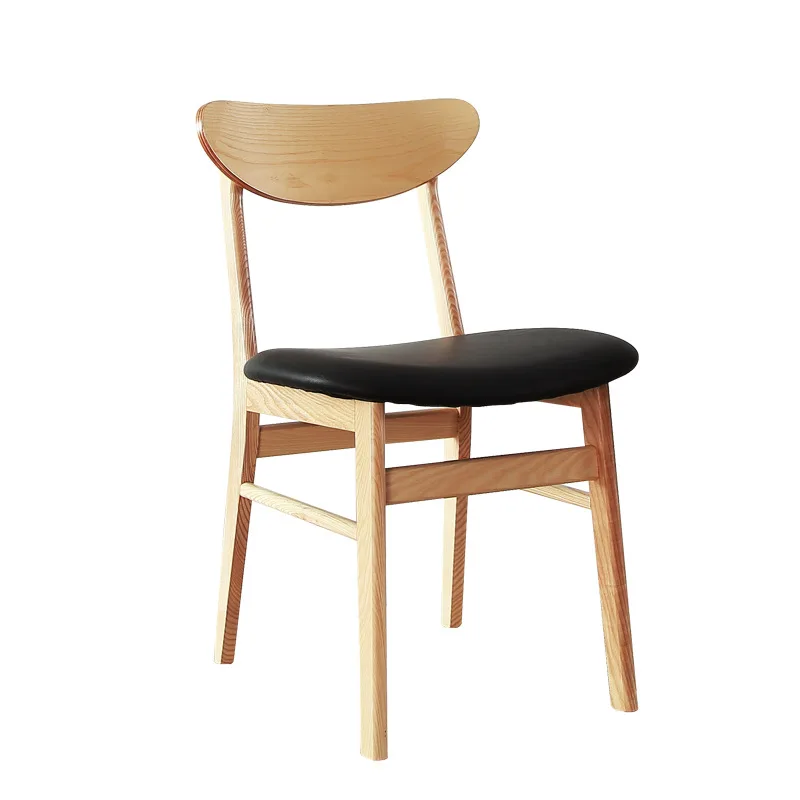 Modern Simplicity Fashionable Coffee Chair Dining Chair Upholstered with Solid Wooden Legs