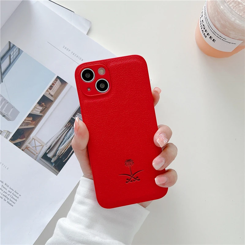 thumbnail image 1 of Funda de cuero para iPhone 16 15 14 13 12 11 Pro Max Mini 7 8 Plus X Xs Xr Max Funda de teléfono de lujo Arabia Saudita Funda de árbol de coco, 1 of 5