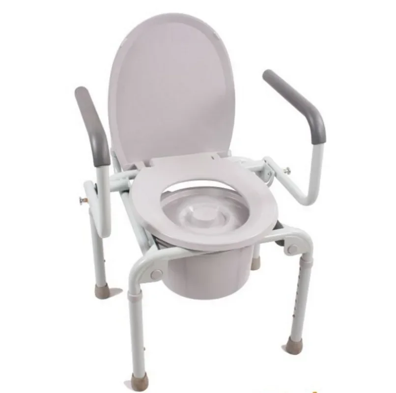Height-Modifiable Commode Safe Bathroom ChairSupport BarsAssisted Mobility Adjustable Comfort - Elderly and Disabled Support 4