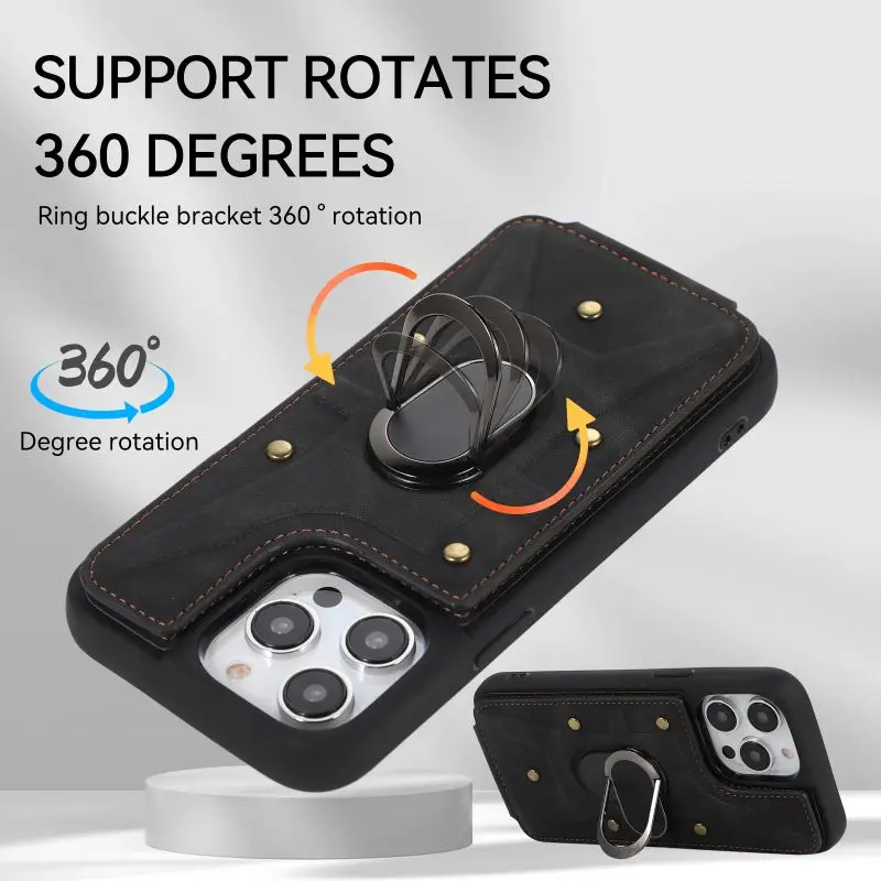 Comfort Leather Material Comes with a ring clip to insert the card For iPhone6g/7g/8g/ XSMAX/11/12/13/14PRO PROMAX Can Put Cards