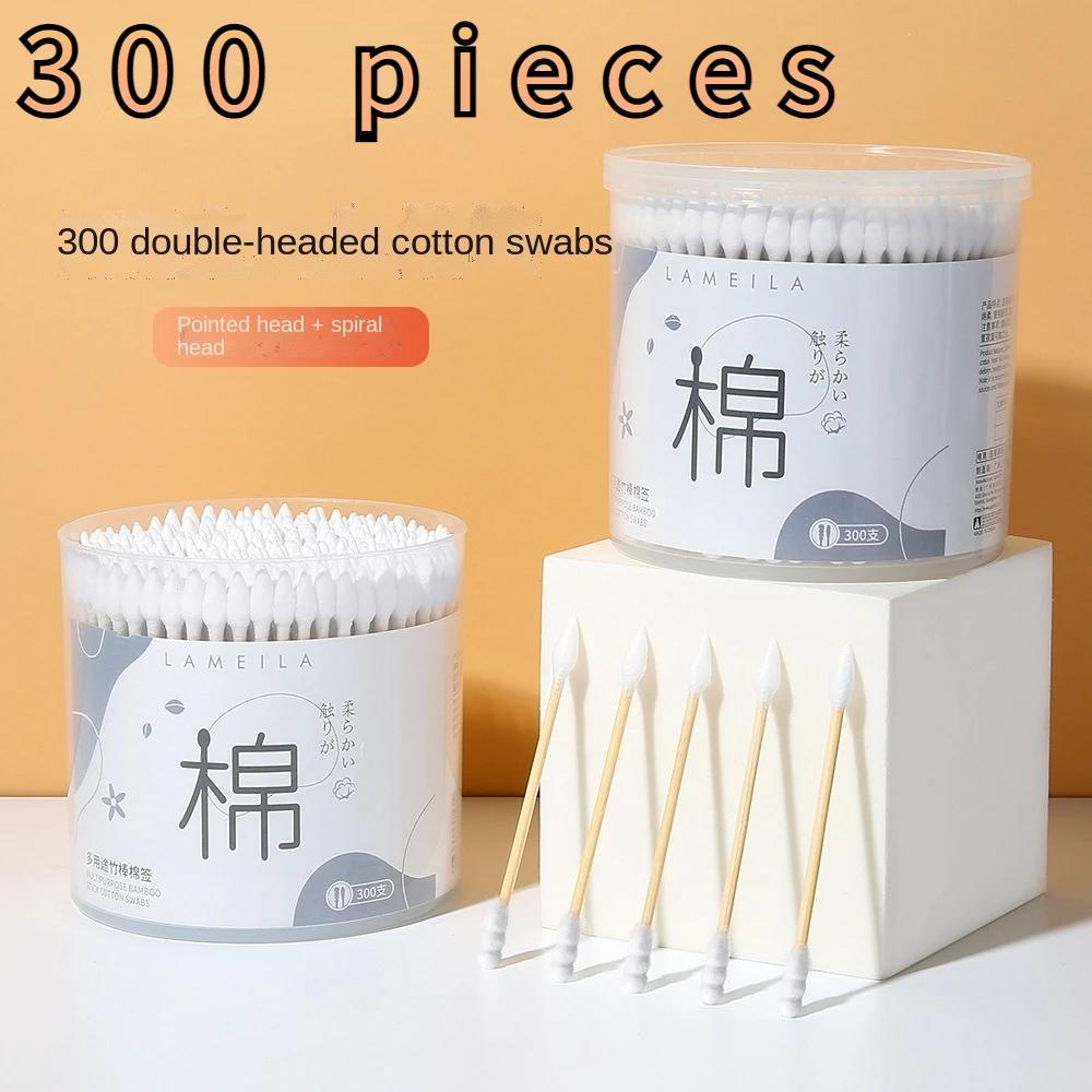 300 pieces microbrush disposable for cleaning ears ear cleaning cotton pads ear sticks cotton buds wooden sticks eyebrow tool dog ear swabs dog ear cleaner cotton buds for cleaning animals ears long cotton swab with wood handle multipurpose cotton sticks