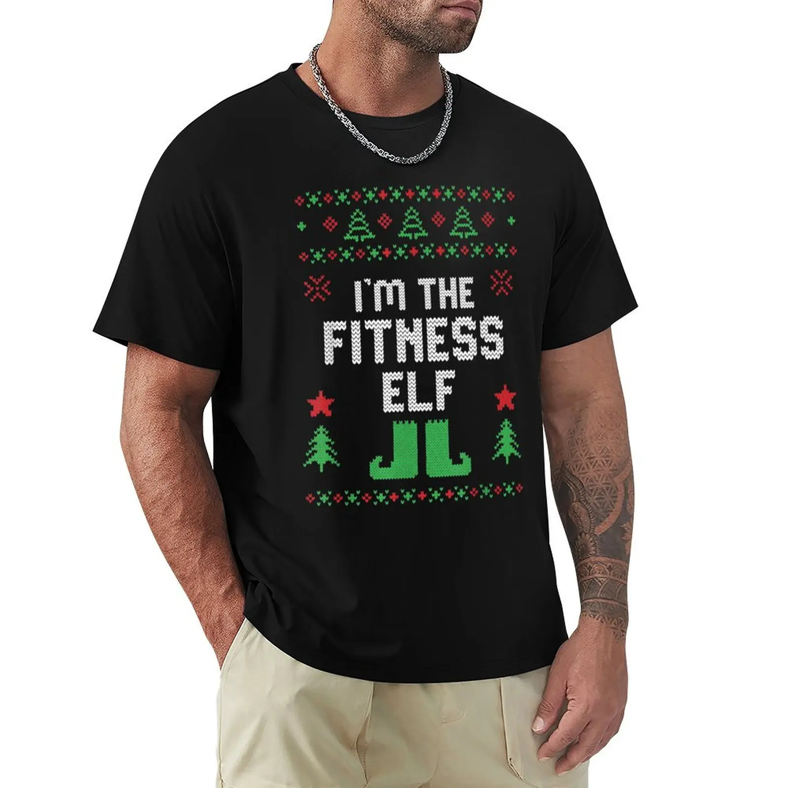 

Fitness Elf Ugly Christmas Costume Matching Family Group T-Shirt anime tees sublime boys animal print men t shirts