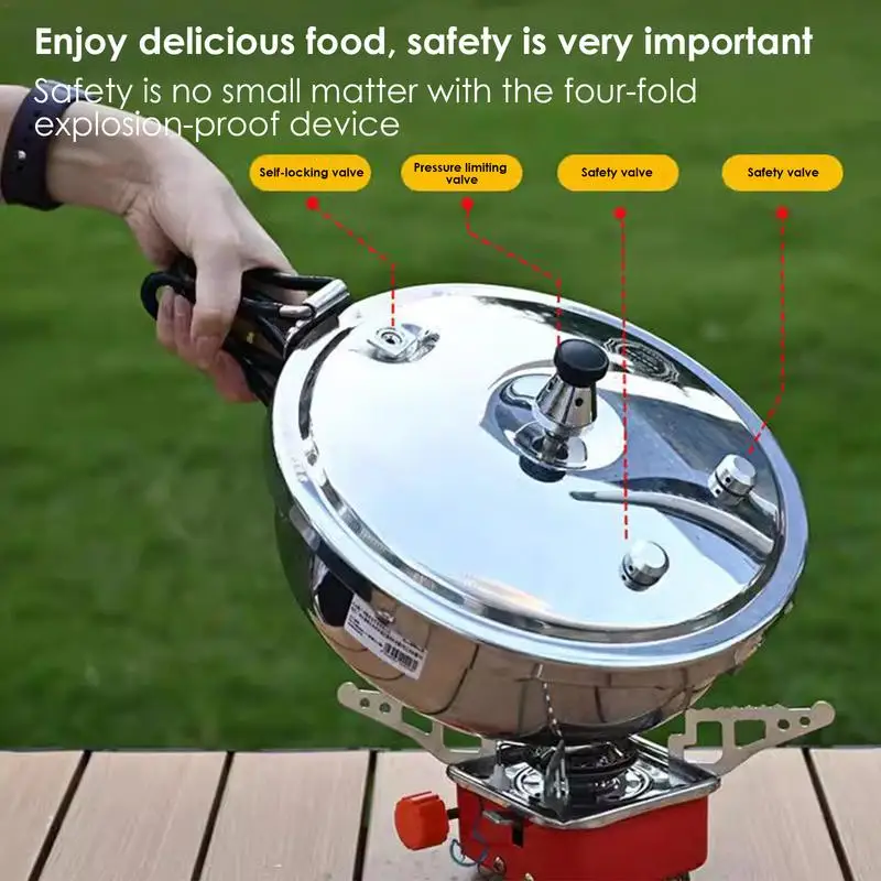 Camping Small Pressure Cooker High-pressure Pot Valve Safeguard Stainless Steel Cooking Pot Canning Pressure Canner 80KPa