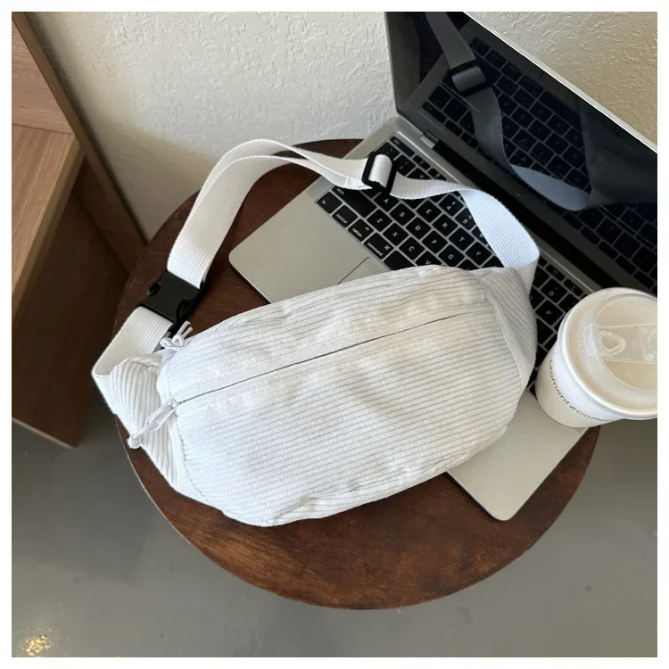 Corduroy Women Waist Bag Canvas Student Shoulder Crossbody