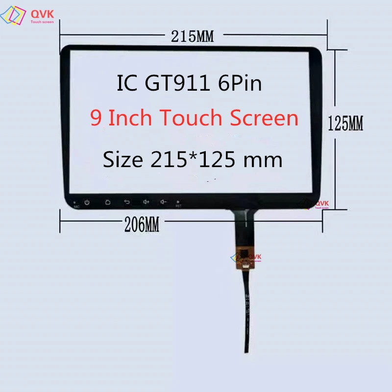 QVK 9 Inch New For JX-90010 Multimedia Player Capacitive Touch Screen Digitizer Sensor 6PIN 215*125mm GT911