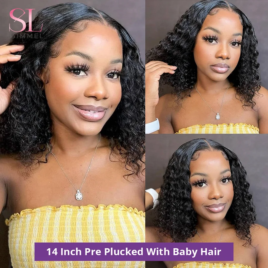 Short Curly Human Hair Wigs Deep Wave Bob Wig Lace Front Human Hair Wigs for Women Hd Transparent Lace Frontal Wig Side Part Wig