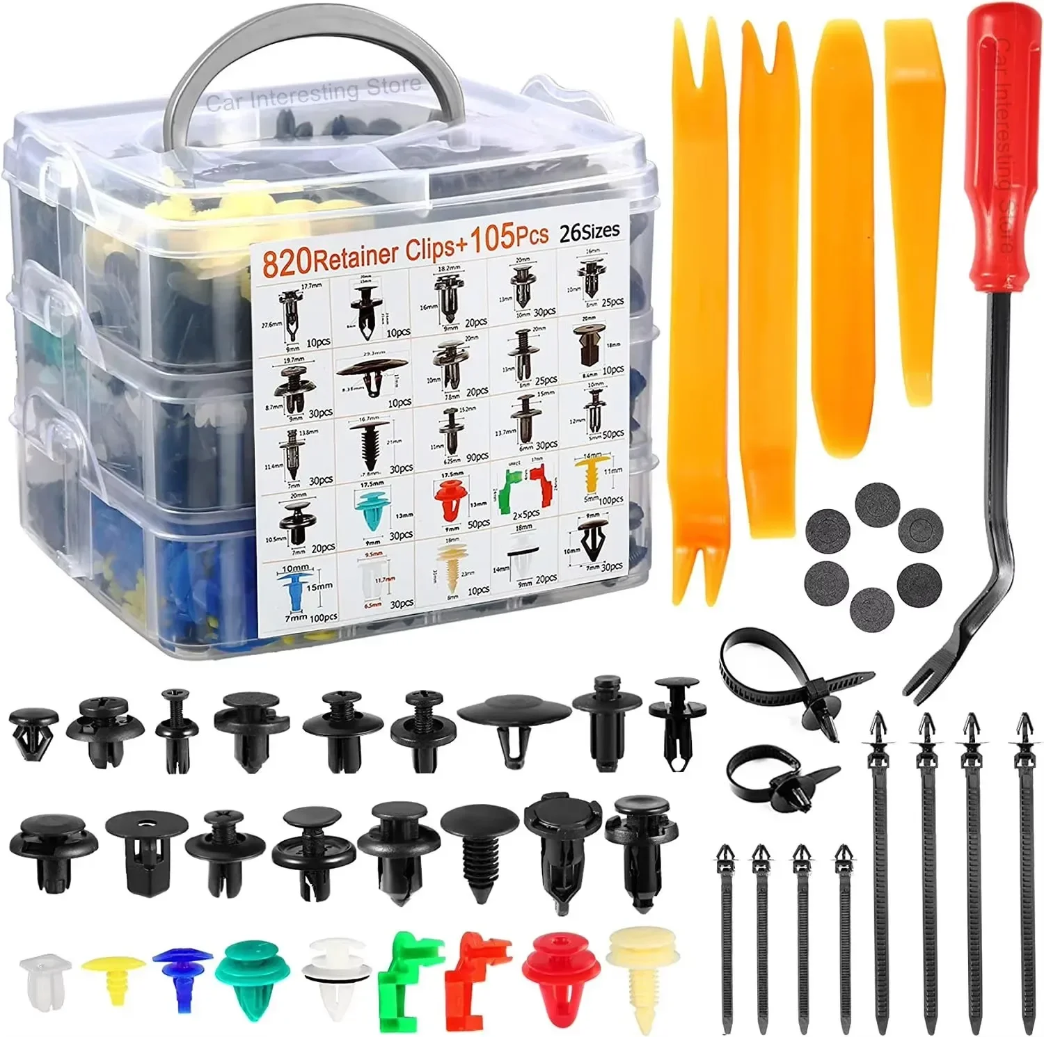 Universal Car Trim Clip Kit 845PCS - Bumper Door Panel Rivets & Push Pins Fasteners for Auto Repair & Replacement