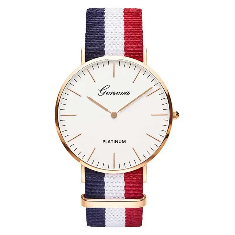 Promotional Items Geneva Watch Women Ultra Thin Watches Nylon Strap Quartz Wriswatches Ladies Girls Students Men Sports Watches