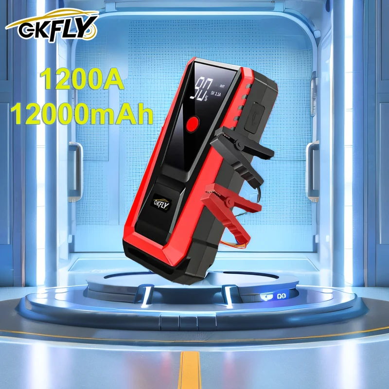 Car Jump Starter Jump Starter Car Battery Charger Portable Battery Charger 1200A High Power Car Jump Starter 12000mAh Portable Power Bank 12V Car Battery Booster Device Starting