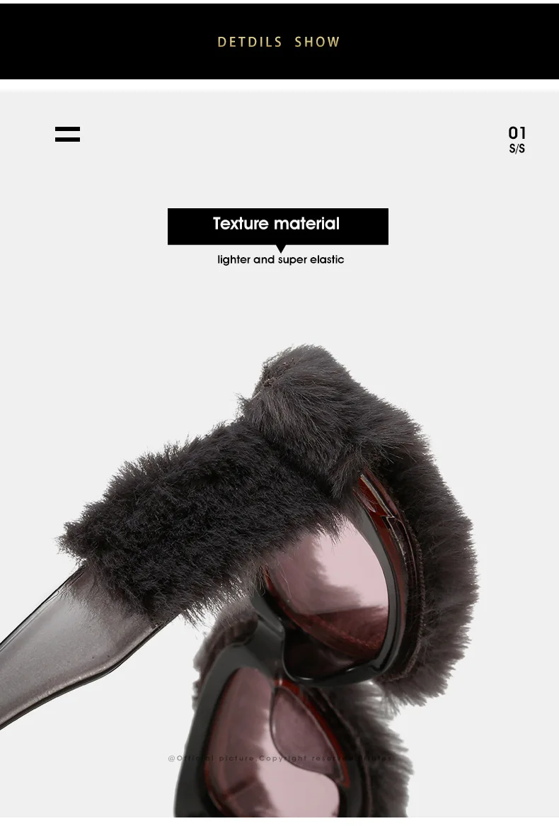Rektangulära solglasögon dam vintage med pälsram uv400 skydd_voghion.com