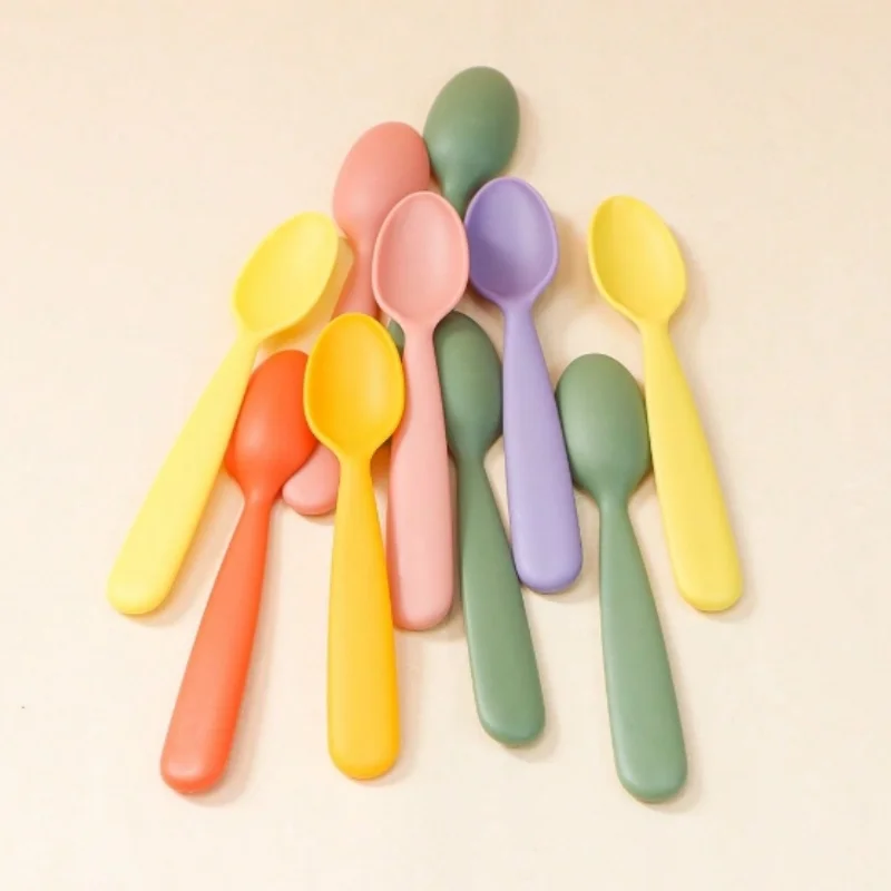 10 pieces of colorful children's dessert spoon random color combination multi-color PP material children's eating spoon
