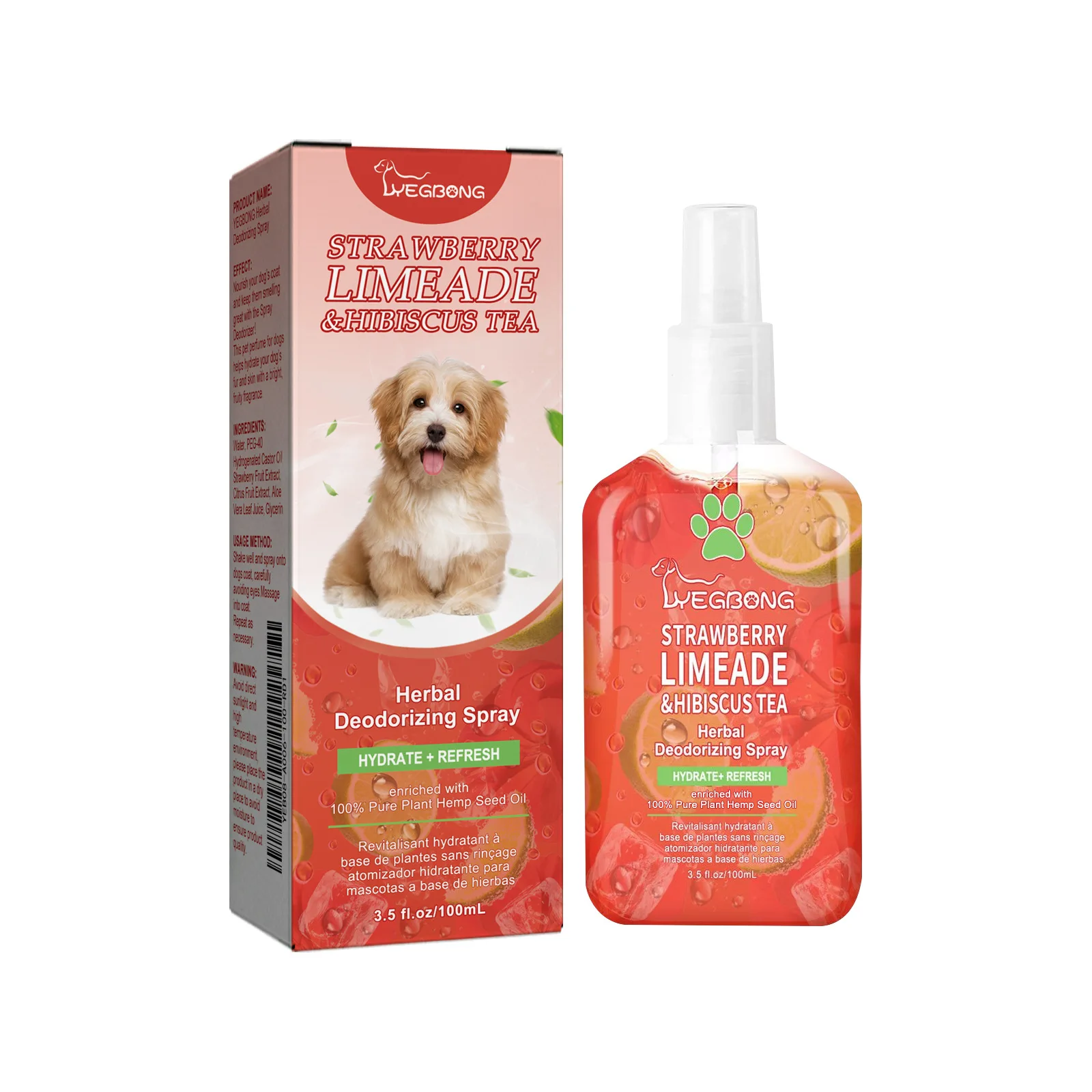 YEGBONG Pet Deodorant Spray, Indoor Deodorant, Cat and Dog Deodorant, Deodorant and Fragrant, Fresh Purifying Agent
