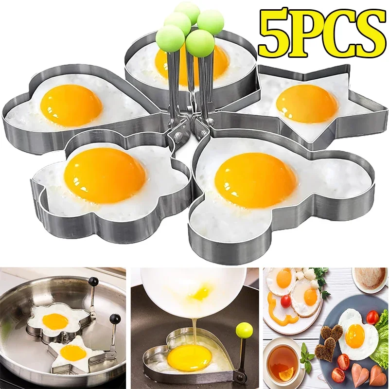 Egg Mold Egg Ring 5/1PCS Stainless Steel Fried Egg Mold 5 Styles Pancake Shaper