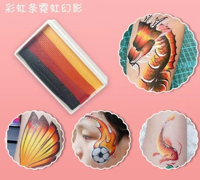 Grenzüberschreitende Malpigmente für Kinder, Gesichtsfarben, Regenbogenstreifen für Bühnen-Make-up, Gesichtswaschpigmente auf Wasserbasis, Wasser – Detail 2