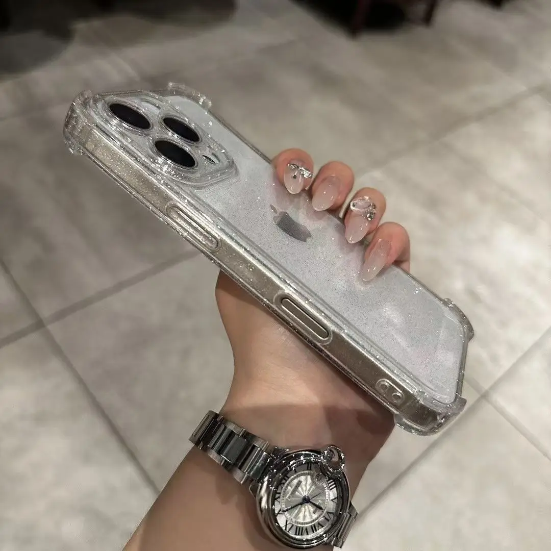 Glitter Clear Case for iPhone 11-17 Pro Max XS XR - Soft Silicone Bumper Cover