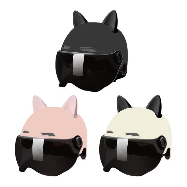 Motorcycle Helmet with Visor for Men Women Cute Ear Design Motorbike Helmet