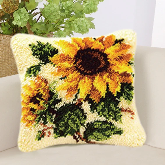 Description Picture 5 of itemPlant Series 3D Segment Embroidery Pillow Flowers Grass Coarse Wool Cross Stitch Latch Hook Pillow DIY Embroidery Latch Hook Kit