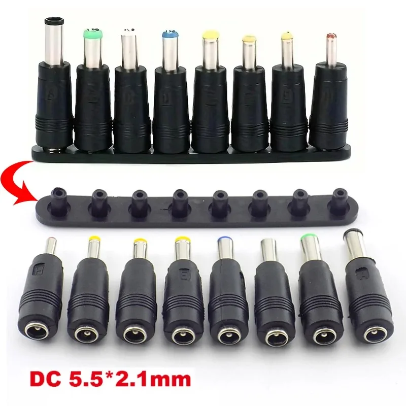 8 Stücke AC DC 5,5X2,1 MM Weibliche Jack Stecker Adapter Anschlüsse Runde Mund Umwandlung Kopf Öffentlichen Netzteil 2,5 2,1 1,7 1,35mm