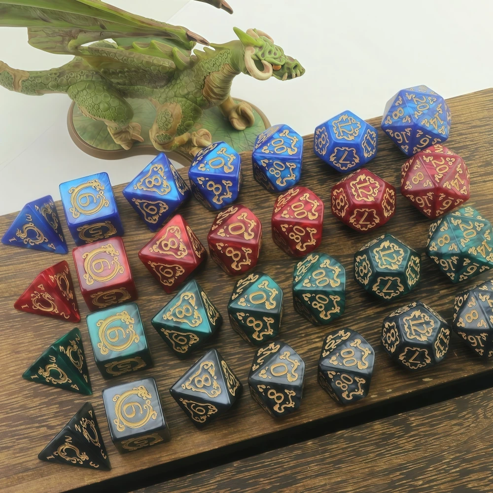 DND Dice Set 7pcs Polyhedral Dice Marble Effect for D&D Role Playing Game Club Party DND RPG Board Game Accessories