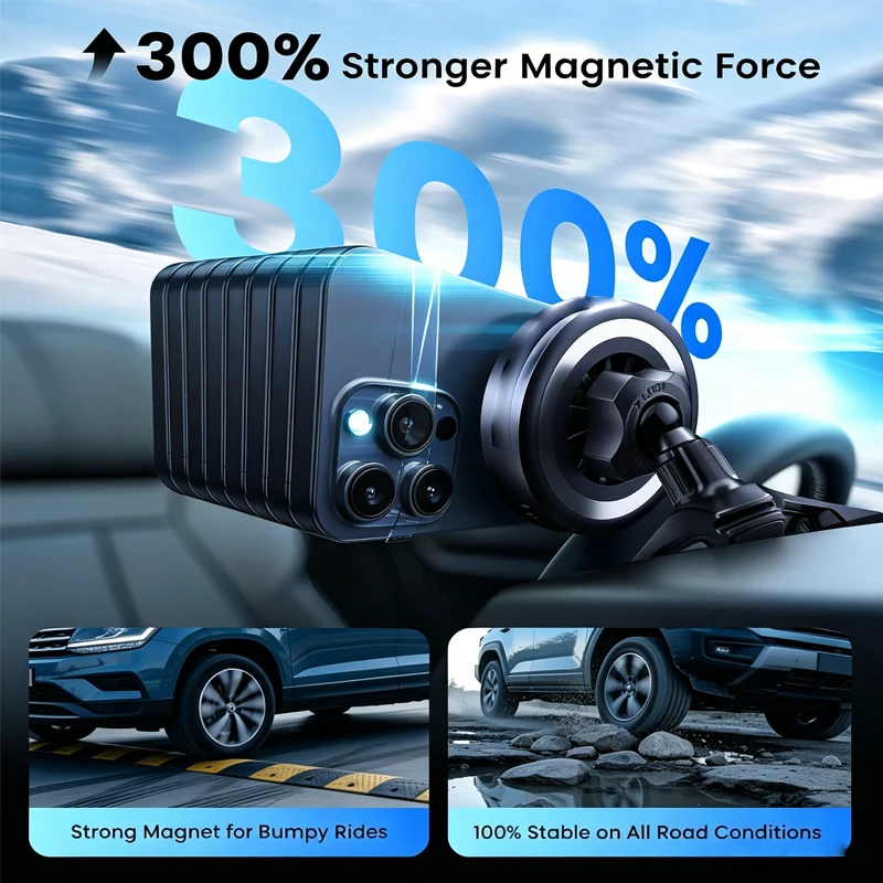 Fast Magnetic Wireless Charger Car Vent Mount with 360° Rotation Phone Holder