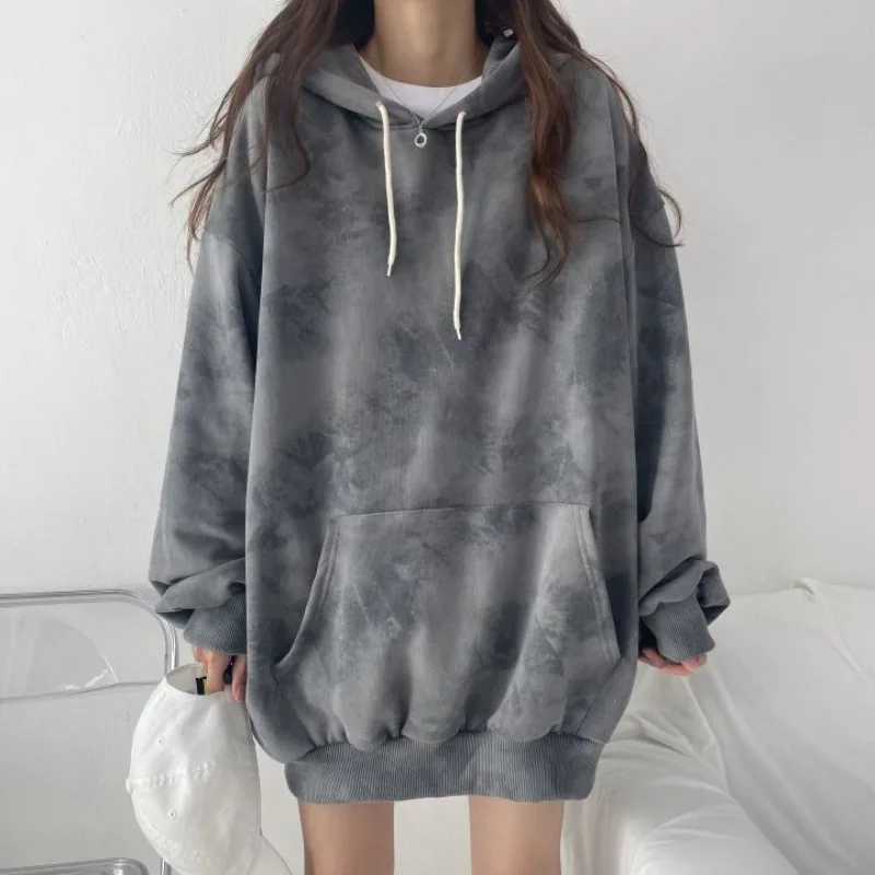 

Hip Hop Hoodies Women's Fashion Printing Tie Dyed Casual Hooded Sweatshirt Y2k Korean Men Streetwear Loose Harajuku Hoodie Hoody