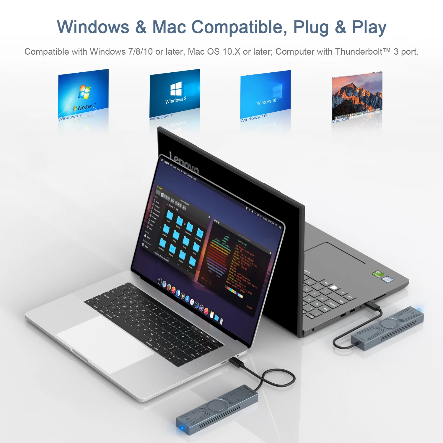 [Intel Certified] Thunderbolt-3 Caso USB C NVME
