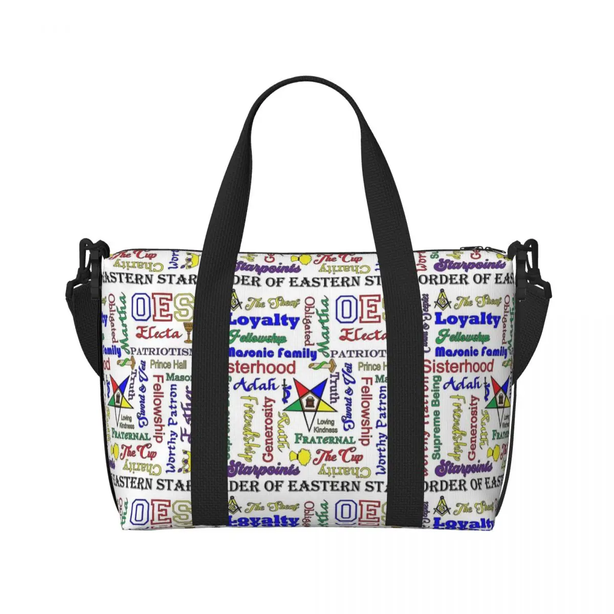 Order Of The Eastern Star Beach Tote Bag for Women Extra Large Gym Carry On Freemasonry Travel Shopping Bags