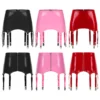 Womens Garters Suspender Belt Skirts Ladies Wet Look Mini Skirts Leather Garters with Metal Clips Clubwear Costume Underwear 5