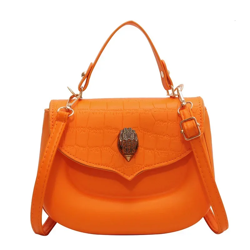 

Women'S Handbags Luxury Messenger Bag Versatile Shoulder Eagle Head Bags Leather Flap Stone Pattern Buckle Females Cross Body