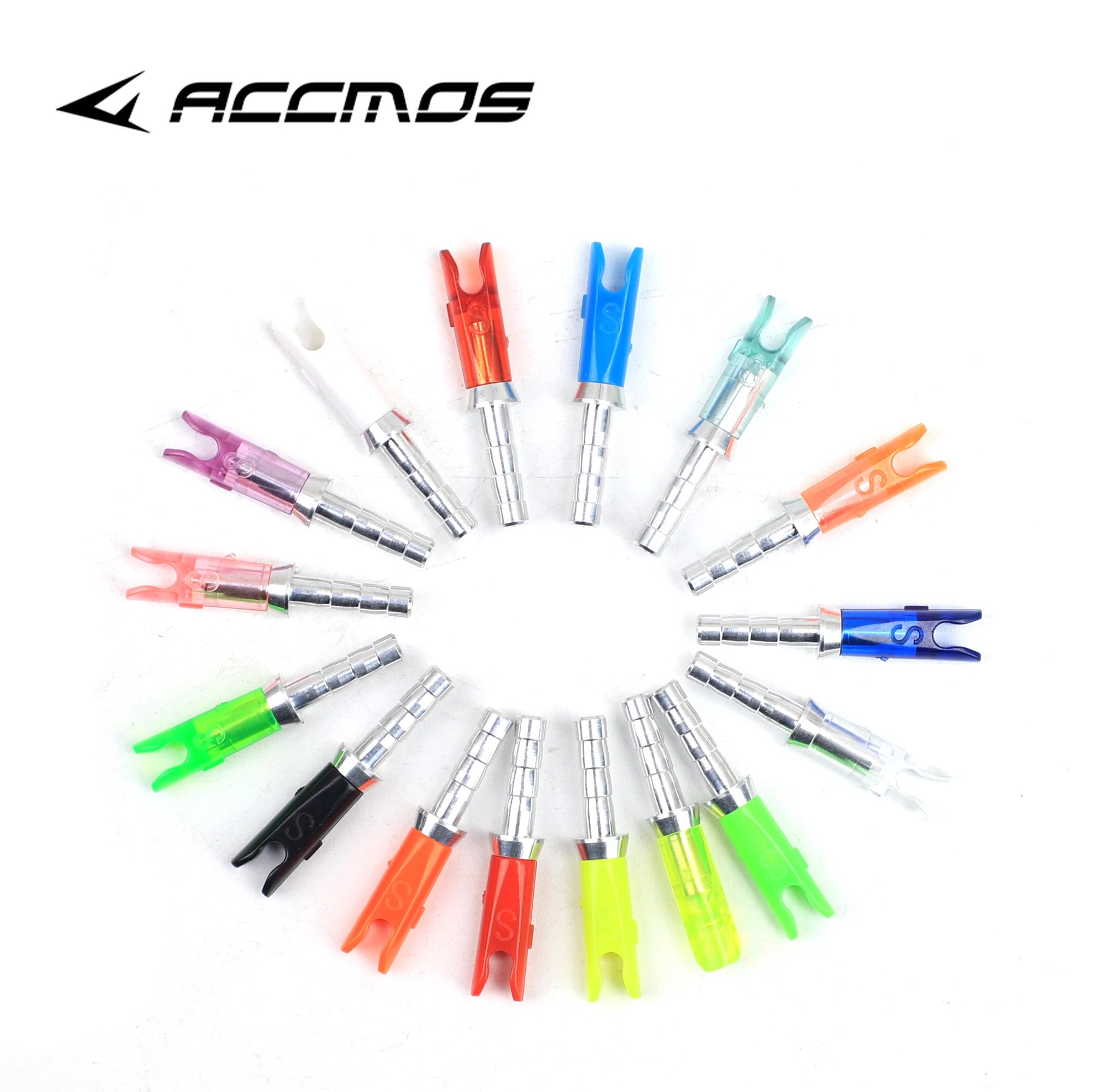 36pcs Arrow Pin Nocks Size S Arrow Nock +Aluminum Pin For ID 3.2 mm 4.2 mm 6.2 mm Carbon Arrow Shaft DIY Archery Accessories 3