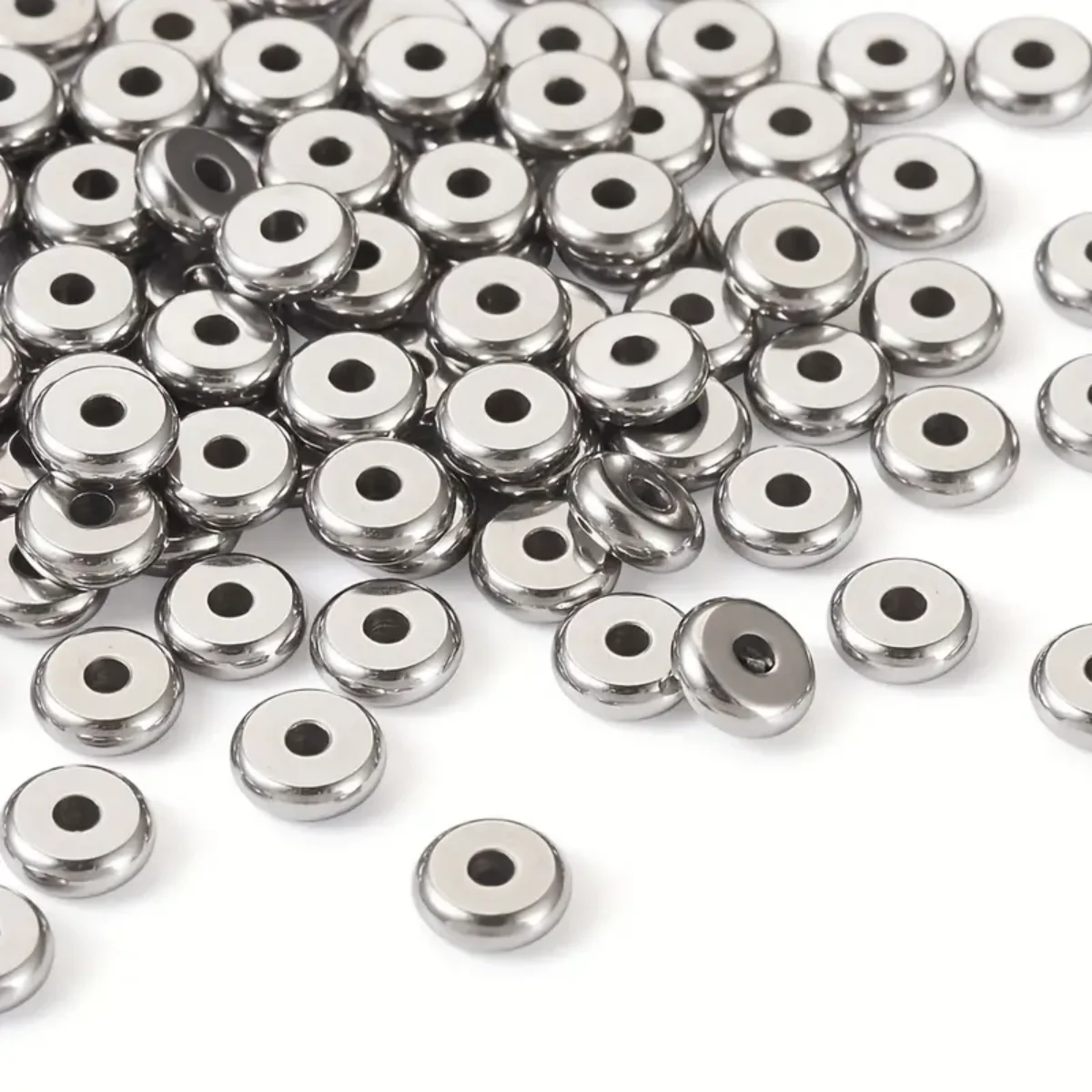 /6mm Edelstahl Münz abstands halter lose Perlen für Schmuck herstellung Armband Halskette DIY Materialien Zubehör flach rund geformt