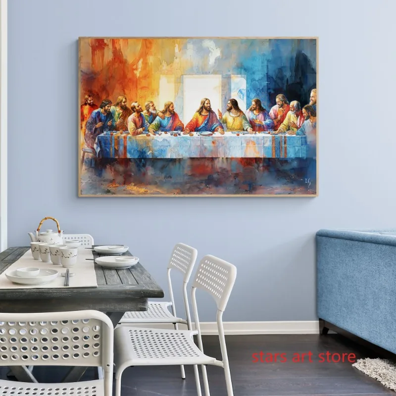 Vintage L'Ultima Cena Gesù Bibbia Versetto Fede Cristiana Art Poster Tela Pittura Stampe Murali Immagine Soggiorno Home Decor 2